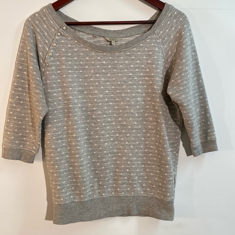 Guess - Grey sweater with white polka dots. Size XS
